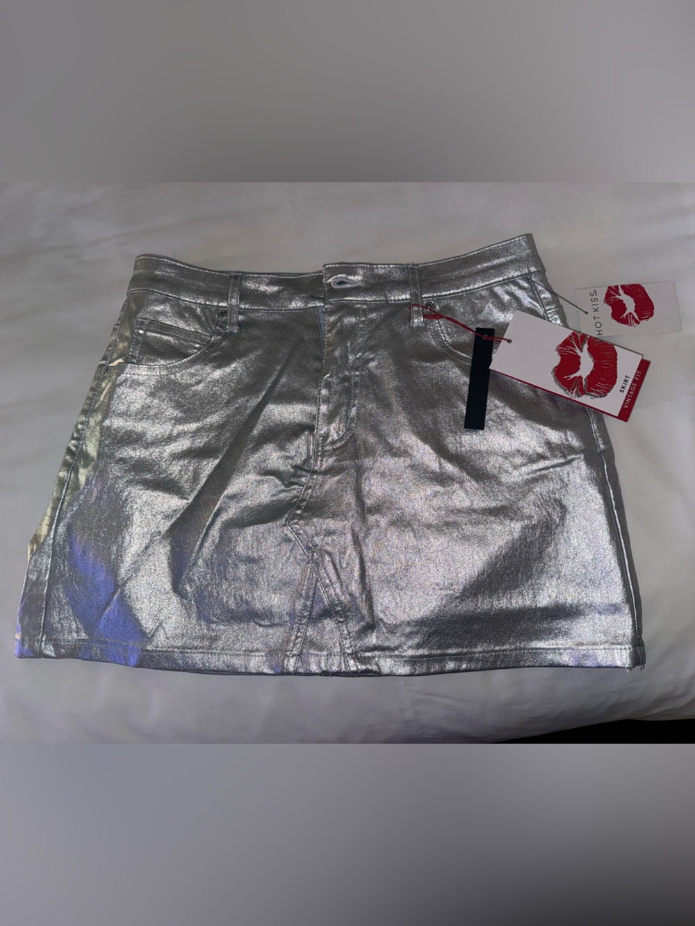 Hot Kiss Silver Metallic Mini Skirt